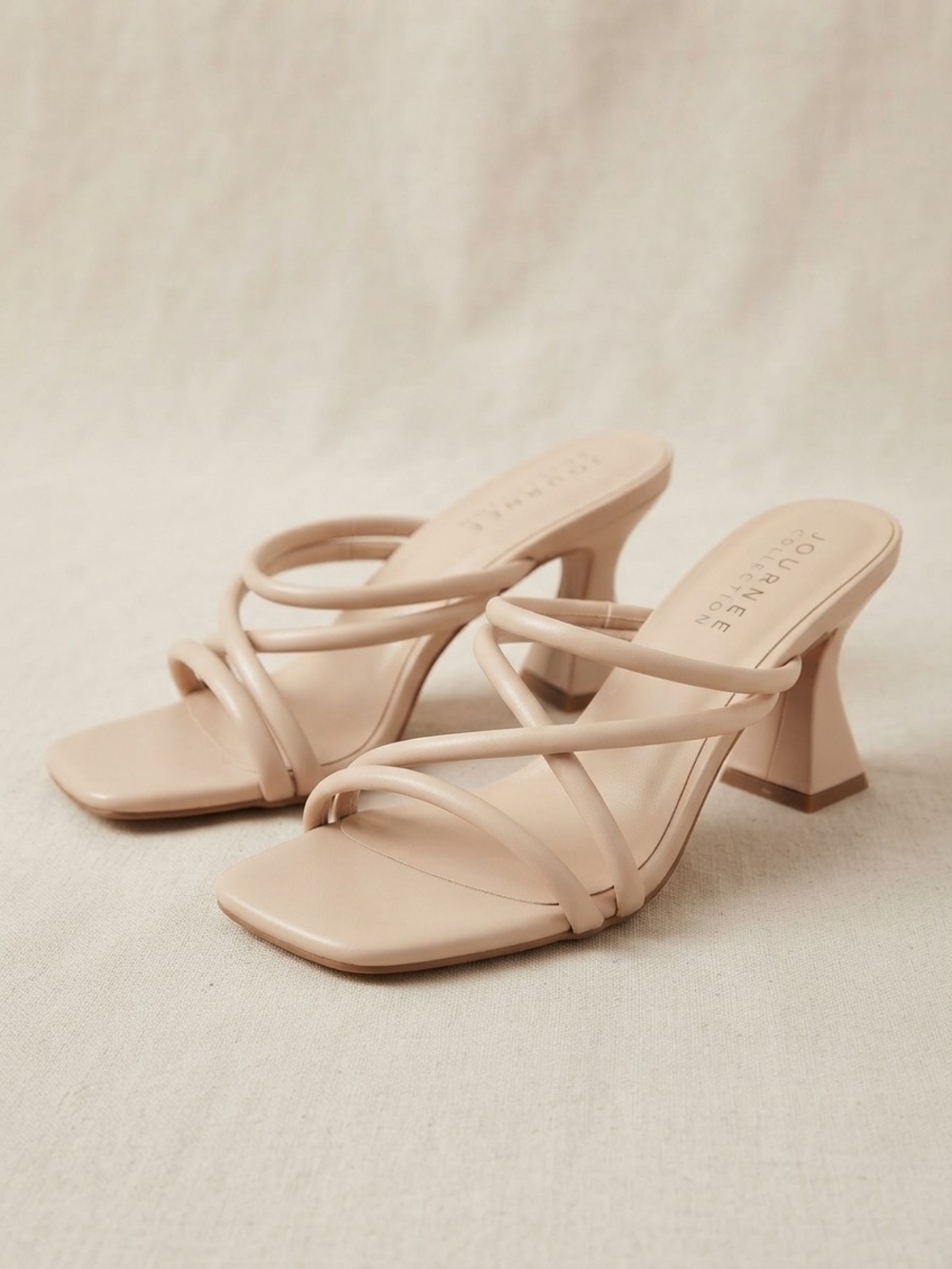 Journee Collection "Louisse" Nude Strappy Heeled Sandals Sz 9 NEW